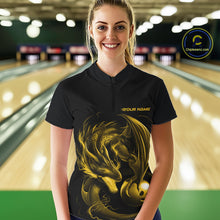 Load image into Gallery viewer, Custom Black And Yellow Dragon Bowling Shirts, Bowling League Shirt Dragon Women Jersey IPHW10706