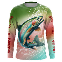 Load image into Gallery viewer, Custom Rainbow Trout Fly Fishing Shirts, Steelhead Trout Long Sleeve Tournament Fishing Shirts IPHW6378