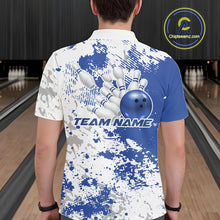 Load image into Gallery viewer, Custom Blue Splatter Bowling Team Men Polo Shirt, Bowling League Shirt Bowler Jerseys IPHW11258
