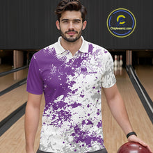 Load image into Gallery viewer, Custom Purple Splatter Bowling Team Men Polo Shirt, Bowling League Shirt Bowler Jerseys IPHW11260