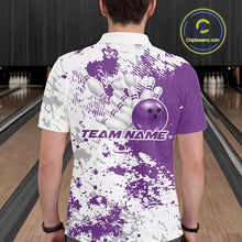 Load image into Gallery viewer, Custom Purple Splatter Bowling Team Men Polo Shirt, Bowling League Shirt Bowler Jerseys IPHW11260