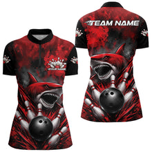Load image into Gallery viewer, Bowling jersey with shark design and customizable text on a white background