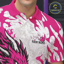 Load image into Gallery viewer, Pink and white polo shirt with graphic design and 'Your Name' text, brand logo visible.