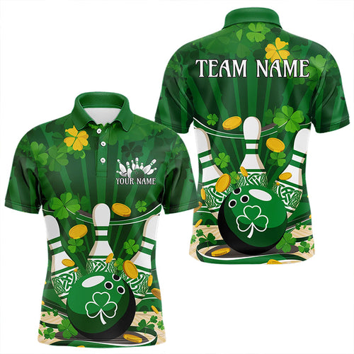 Custom Green St Patrick'S Day Bowling Polo Shirts For Men, Celtic Team Bowling Outfits IPHW8375