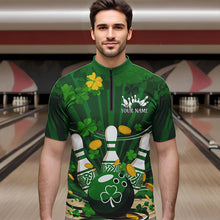 Load image into Gallery viewer, Custom Green St Patrick&#39;S Day Bowling Quarter-Zip Shirts For Men, Celtic Team Bowling Outfits IPHW8375