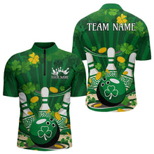 Load image into Gallery viewer, Custom Green St Patrick&#39;S Day Bowling Quarter-Zip Shirts For Men, Celtic Team Bowling Outfits IPHW8375