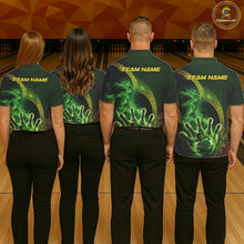 Load image into Gallery viewer, Custom Green And Gold Celtic St Patricks Day Bowling Team Shirt, Green Smoke Shamrock Bowling Outfit IPHW10445