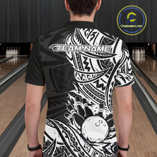 Load image into Gallery viewer, Custom Black And White Maori Style Koru Spiral Tribal Men Bowling Polo Team Shirt IPHW10955