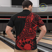 Load image into Gallery viewer, Custom Black And Red Maori Style Koru Spiral Tribal Men Bowling Quarter-Zip Team Shirt IPHW10961