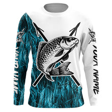 Load image into Gallery viewer, Carp Fish Bowfishing Shirts, Custom Carp Bow Fishing Long Sleeve Tournament Shirts | Blue Camo IPHW6396