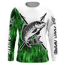Load image into Gallery viewer, Carp Fish Bowfishing Shirts, Custom Carp Bow Fishing Long Sleeve Tournament Shirts | Green Camo IPHW6397