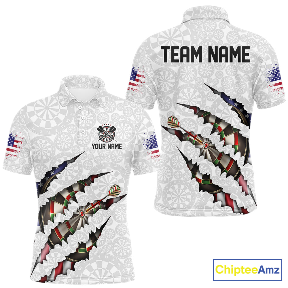 Custom Patriotic Dartboard Dart Men Polo Shirt, Dart League Shirt IPHW11636