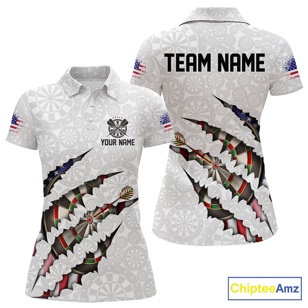 Custom Patriotic Dartboard Dart Women Polo Shirt, Dart League Shirt IPHW11636