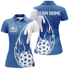 Load image into Gallery viewer, Custom Blue Flame Pickleball Shirts For Women, Pickleball Team Uniform Women'S Outfit IPHW7452