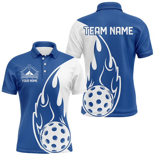 Custom Blue Flame Pickleball Shirts For Men, Pickleball Team Uniform Men'S Outfit IPHW7452