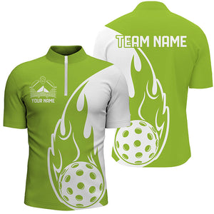 Custom Green Flame Pickleball Shirts For Men, Pickleball Team Uniform Men'S Outfit IPHW7453