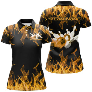 Black And Yellow Vibrant Flame Custom Men's Bowling Team Uniform, Bowling Tournament Shirts IPHW7716