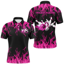 Load image into Gallery viewer, Black And Pink Vibrant Flame Custom Men's Bowling Team Uniform, Bowling Tournament Shirts IPHW7717