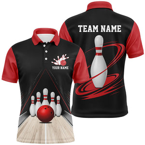 Classic Black And Red Custom Bowling Shirts For Men, Bowling Lane Vintage Bowling Team Shirt IPHW7718