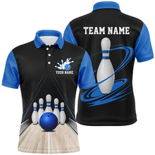 Load image into Gallery viewer, Classic Black And Blue Custom Bowling Shirts For Men, Bowling Lane Vintage Bowling Team Shirt IPHW7719