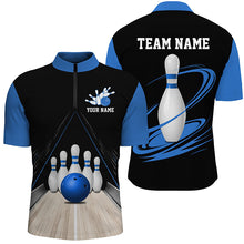 Load image into Gallery viewer, Classic Black And Blue Custom Bowling Shirts For Men, Bowling Lane Vintage Bowling Team Shirt IPHW7719