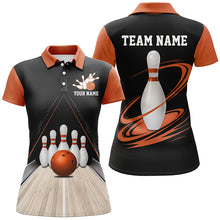 Load image into Gallery viewer, Classic Black And Orange Custom Ladies Bowling Shirts, Bowling Lane Vintage Team Shirt IPHW7720