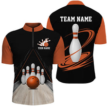 Load image into Gallery viewer, Classic Black And Orange Custom Bowling Shirts For Men, Bowling Lane Vintage Bowling Team Shirt IPHW7720