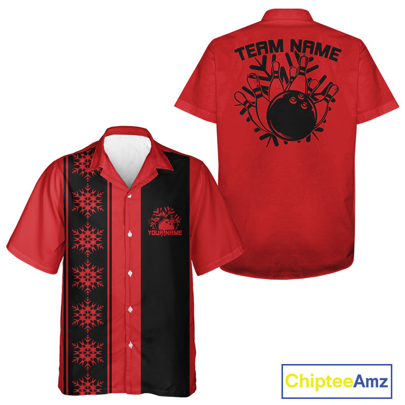 Custom Retro 50S Christmas Bowling Button Up Shirts, Vintage Xmas Bowling Shirt IPHW10105