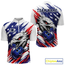 Load image into Gallery viewer, Bowling jersey with eagle design and American flag colors, featuring 'Team Name' text.