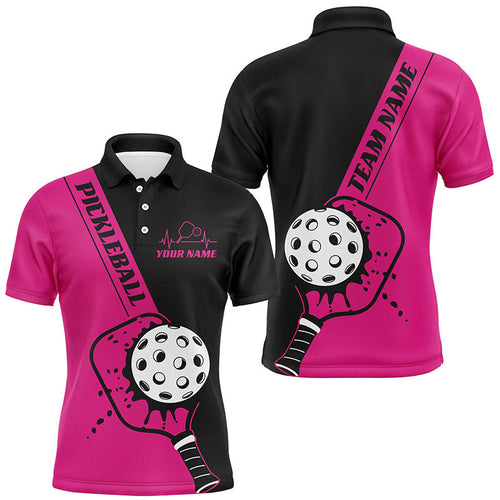 Black And Pink Custom Pickleball Team Shirts For Men, Pickleball Jersey Men'S Pickleball Outfit IPHW7459