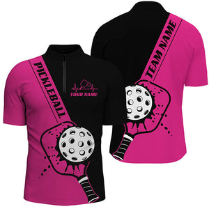 Black And Pink Custom Pickleball Team Shirts For Men, Pickleball Jersey Men'S Pickleball Outfit IPHW7459
