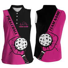 Load image into Gallery viewer, Black And Pink Custom Pickleball Team Shirts For Women, Women&#39;S Pickleball Outfit IPHW7459