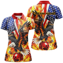 Load image into Gallery viewer, Custom Patriotic Eagle Women&#39;s Bowling Shirts, US Flag Bowling League Shirt IPHW7728