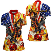 Load image into Gallery viewer, Custom Patriotic Eagle Women&#39;s Bowling Shirts, US Flag Bowling League Shirt IPHW7728