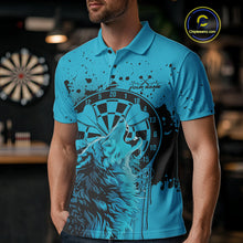 Load image into Gallery viewer, Custom Grunge Splatter Blue Wolf Dart Men Polo Shirt, Wolf Dart Team Jerseys IPHW10015