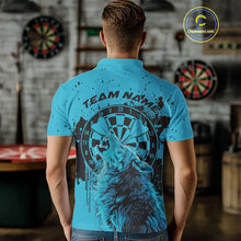 Load image into Gallery viewer, Custom Grunge Splatter Blue Wolf Dart Men Polo Shirt, Wolf Dart Team Jerseys IPHW10015