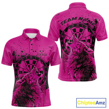 Load image into Gallery viewer, Custom Grunge Splatter Pink Wolf Dart Men Polo Shirt, Wolf Dart Team Jerseys IPHW10016