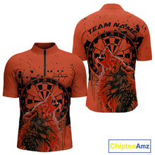 Load image into Gallery viewer, Custom Grunge Splatter Orange Wolf Dart Men Quarter-Zip Shirt, Wolf Dart Team Jerseys IPHW10017