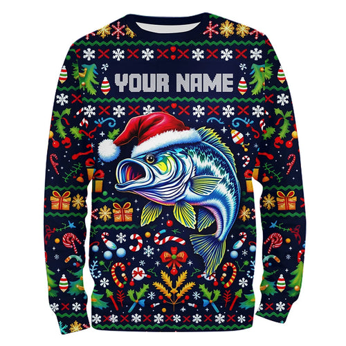 Custom Largemouth Bass Fishing Ugly Sweater Pattern Style All Over Shirts Christmas Fishing Shirt IPHW7967