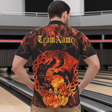 Load image into Gallery viewer, Custom Fire Flame Viking Dragon Bowling Quarter-Zip Team Shirts For Men, Celtic Bowling Shirts IPHW8587