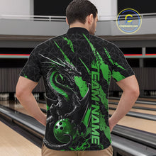 Load image into Gallery viewer, Custom Black And Green Dragon Bowling Men Quarter-Zip Shirts, Team Bowling Jerseys IPHW10750
