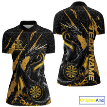 Load image into Gallery viewer, Custom Black And Gold Dragon Dart Women Quarter-Zip Shirts, Team Dart Jerseys IPHW10751