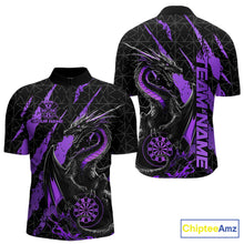 Load image into Gallery viewer, Custom Black And Purple Dragon Dart Men Quarter-Zip Shirts, Team Dart Jerseys IPHW10754