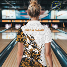 Load image into Gallery viewer, Custom Yellow Camo Bowling Women Quarter-Zip Shirt, Bowling Ball Pattern Team Jerseys IPHW10988