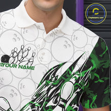 Load image into Gallery viewer, Custom Green Camo Bowling Men Polo Shirt, Bowling Ball Pattern Team Jerseys IPHW10990
