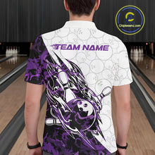 Load image into Gallery viewer, Custom Purple Camo Bowling Men Polo Shirt, Bowling Ball Pattern Team Jerseys IPHW10991