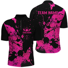 Load image into Gallery viewer, Custom Name Black And Pink Bowling Team Shirts For Men And Women, Bowling League Jerseys IPHW6433