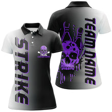 Load image into Gallery viewer, Custom Strike Bowling Team Shirts For Women, Skull Bowling Jerseys With Team Name | Purple IPHW6441
