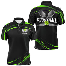Load image into Gallery viewer, Black And Green Custom Mens Pickleball Shirts, Personalized Pickleball Jerseys IPHW6943