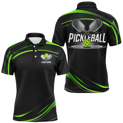 Black And Green Custom Mens Pickleball Shirts, Personalized Pickleball Jerseys IPHW6943